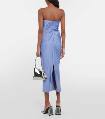 Draped strapless crepe midi dress | Alex Perry