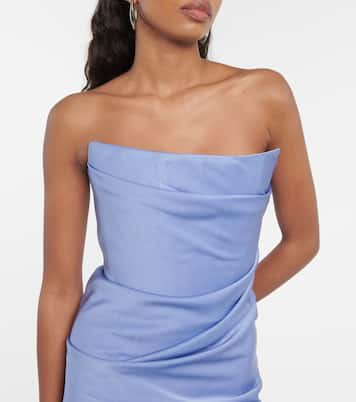 Draped strapless crepe midi dress | Alex Perry