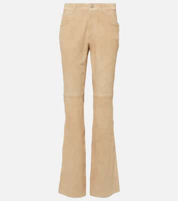 Mid-rise suede straight pants | Chloé