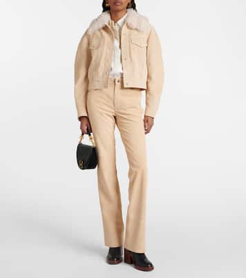 Mid-rise suede straight pants | Chloé