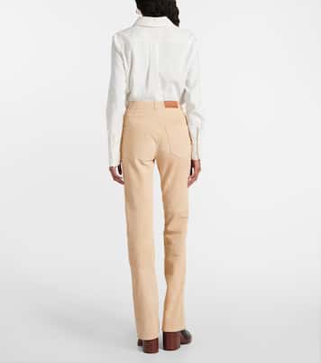Mid-rise suede straight pants | Chloé
