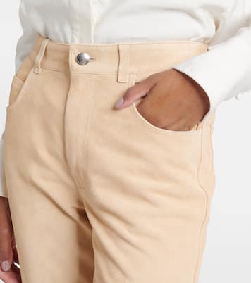Mid-rise suede straight pants | Chloé
