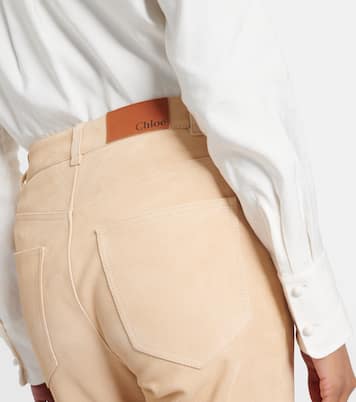 Mid-rise suede straight pants | Chloé