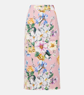 Falda tubo de mezcla de seda floral | Dolce&Gabbana