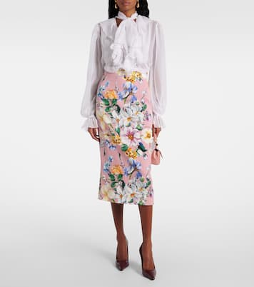 Falda tubo de mezcla de seda floral | Dolce&Gabbana