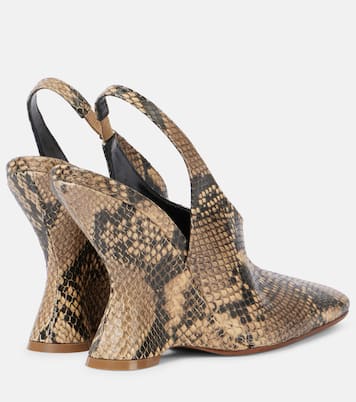 Snake-effect leather wedges | Dries Van Noten