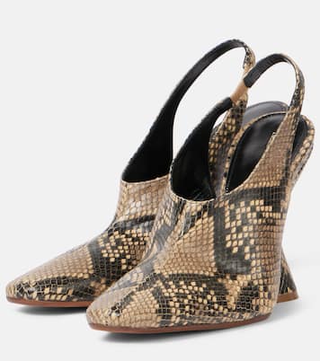 Snake-effect leather wedges | Dries Van Noten