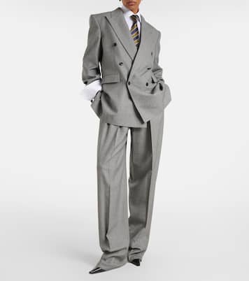Weite High-Rise-Hose aus Woll-Twill | Saint Laurent