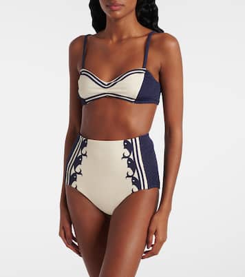 Slip bikini Marine a punto smock | Alémais