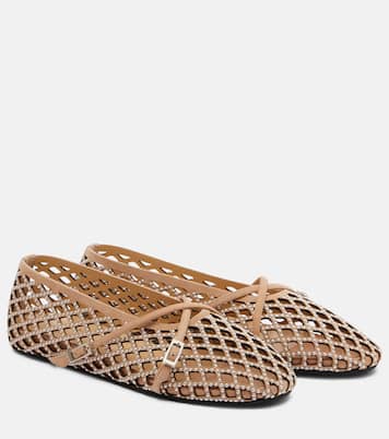 Sparkle Mesh embellished suede ballet flats | Mach & Mach