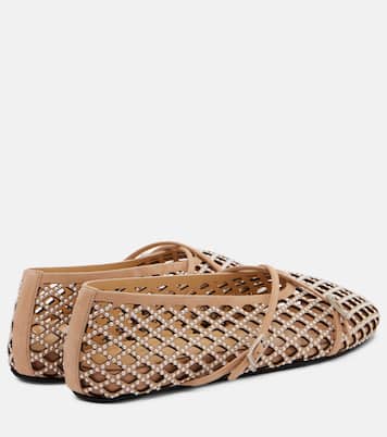 Sparkle Mesh embellished suede ballet flats | Mach & Mach