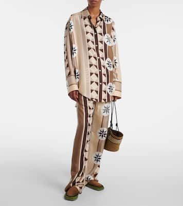 Paula's Ibiza - Pantaloni a gamba larga in raso di seta | Loewe