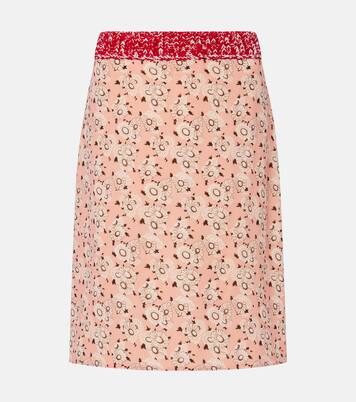 Floral silk-blend pencil skirt | Prada