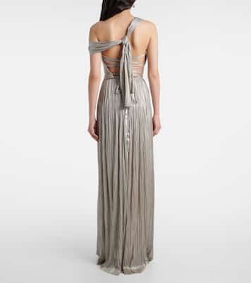 Serene asymmetric silk mousseline gown | Maria Lucia Hohan