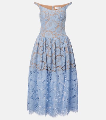 Gathered lace midi dress | Self-Portrait