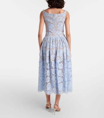 Gathered lace midi dress | Self-Portrait