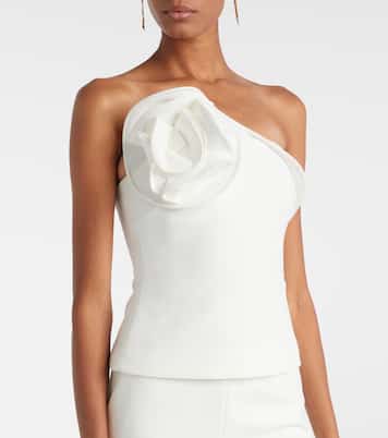Floral-appliqué strapless crêpe top | Roland Mouret