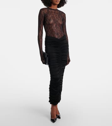 Vivienne ruched lace maxi dress | The New Arrivals Ilkyaz Ozel
