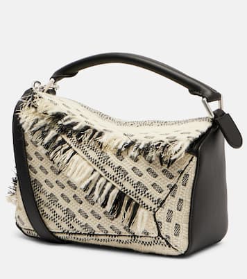 Bolso al hombro Puzzle Small de piel con flecos | Loewe
