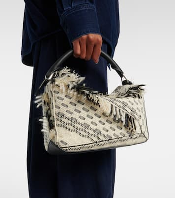 Bolso al hombro Puzzle Small de piel con flecos | Loewe