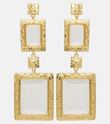 Embellished gold-plated drop earrings | Rebecca Vallance