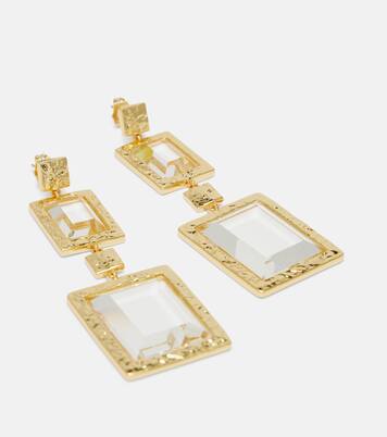 Embellished gold-plated drop earrings | Rebecca Vallance