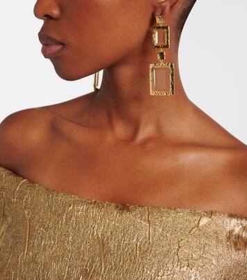 Embellished gold-plated drop earrings | Rebecca Vallance