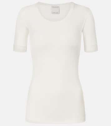 Ribbed-knit cotton-blend top | Calvin Klein