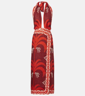Printed open-back linen midi dress | Johanna Ortiz