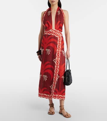 Printed open-back linen midi dress | Johanna Ortiz