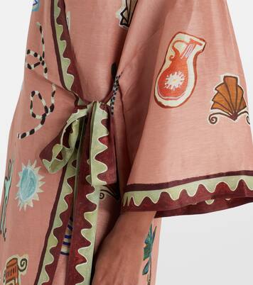 Linen and silk-blend wrap midi dress | Alémais