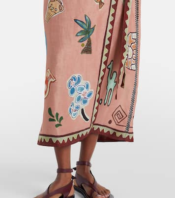 Linen and silk-blend wrap midi dress | Alémais