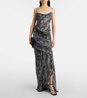 Snake-print draped silk maxi dress | Christopher Esber