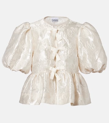 Peplum satin jacquard blouse | Ganni