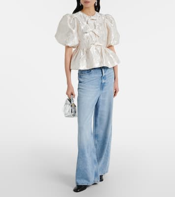 Peplum satin jacquard blouse | Ganni