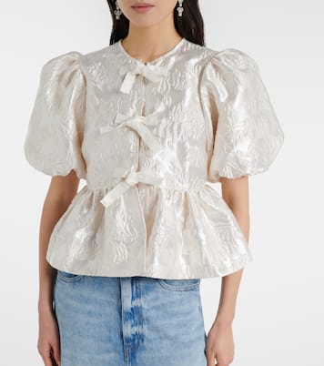 Peplum satin jacquard blouse | Ganni