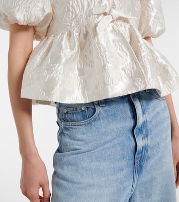 Peplum satin jacquard blouse | Ganni