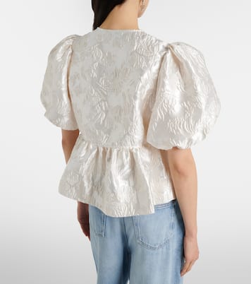 Peplum satin jacquard blouse | Ganni