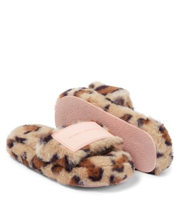 Leopard-print faux fur slippers | Marc Jacobs Kids