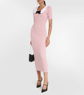 Robe midi en coton mélangé à ornements | Alessandra Rich