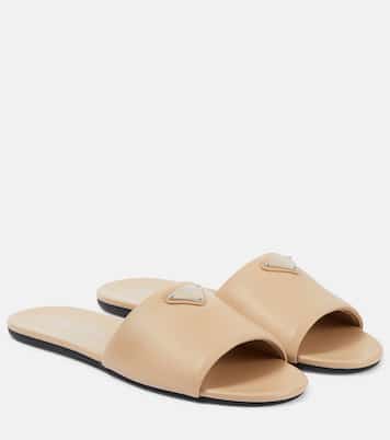 Logo leather slides | Prada