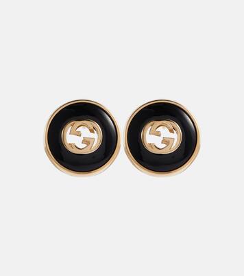 Orecchini Interlocking G in oro 18kt con onice | Gucci