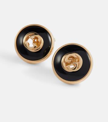 Orecchini Interlocking G in oro 18kt con onice | Gucci