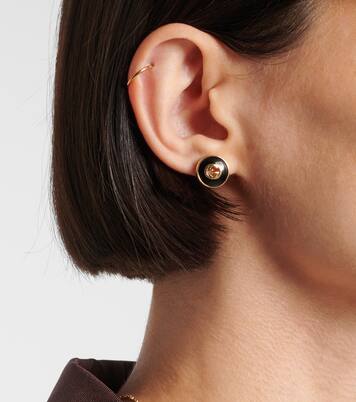 Orecchini Interlocking G in oro 18kt con onice | Gucci
