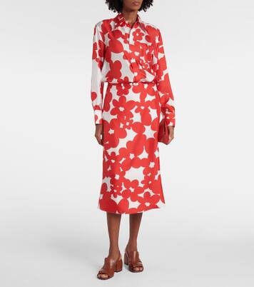 Falda midi de seda estampada | Marni