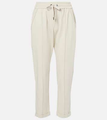 Pantalones deportivos cropped de jersey | Brunello Cucinelli