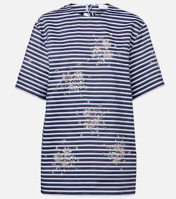 Camiseta de algodón a rayas adornada | Rabanne