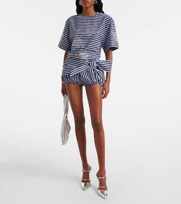 Camiseta de algodón a rayas adornada | Rabanne