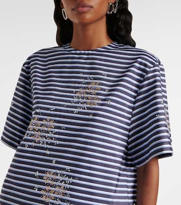 Camiseta de algodón a rayas adornada | Rabanne