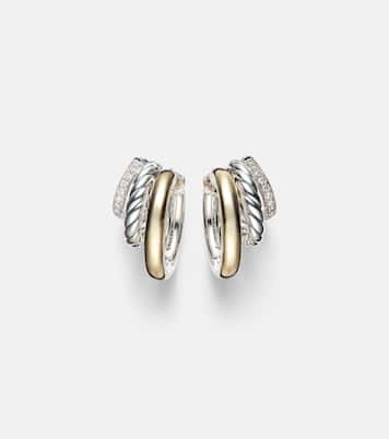 Orecchini a cerchio DY Mercer® in oro 18kt e argento sterling con diamanti | David Yurman